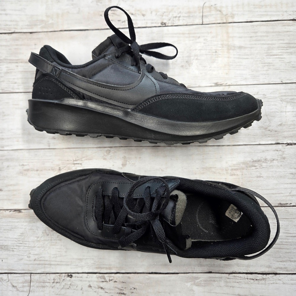 Nike Waffle Debut DH9522-002 Running Shoes Men 10.5 Black Suede Nylon Sneakers